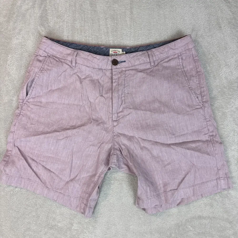 Faherty All Day Shorts Mens 34 Pink Preppy Coastal Chino Casual Flat Front